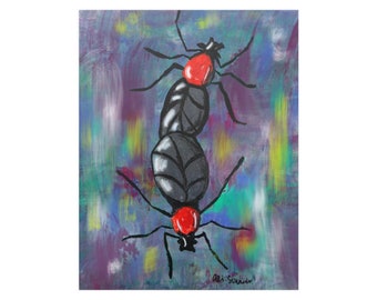 Love bugs colorful lovebug art print Satin Posters (210gsm)
