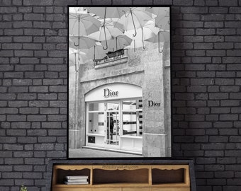 Wall decor black and white Paris photography, Paris Luxury shop wall art, French Home decor wall art, French architecture bedroom decor