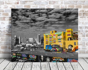 Canvas Art New York Graffiti Art On Canvas Art, Street Art, Large Wall Art, New York Wall Decor Black And White Print, Living Room Decor