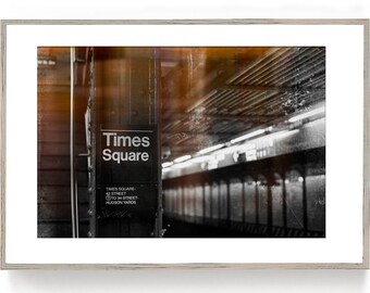 New York Times square Black and white print with color Large wall art for office decor or home office wall decor