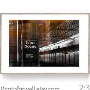 New York Times square Black and white print with color Large wall art for office decor or home office wall decor image 1