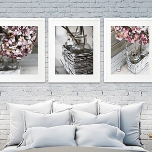 Living Room Wall Art Prints Set of 3 prints hydrangea wall art, nursery decor, bathroom wall decor, Shabby Chic decor large wall art image 3