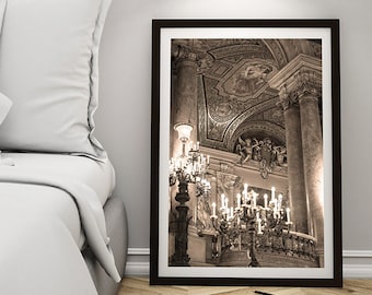 Opera Garnier Paris photography Home decor wall art, Living Room Wall Art Prints Chandelier wall art, bedroom decor