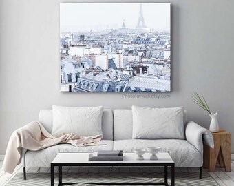 Paris photography rooftop white decor minimalist decor, Paris decor, shabby chic decor, office decor, Paris bedroom decor, Paris prints