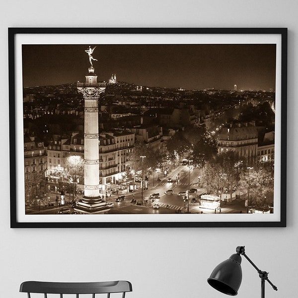 Original Paris Photography unframed in sepia color, Paris large wall art, Paris print, Paris skyline Opera Bastille