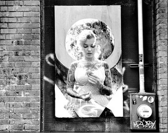 Canvas Art Tattooed Marilyn Monroe Street Art Print on Canvas Art, Marilyn Print poster, Marilyn Monroe Art, Marilyn Wall Art by Albane L