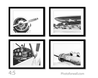 Set of 4 aviation plane prints, Airplane Office Decor, Retirement Airforce Gifts, Gift for Him, Boyfriend Gift, First Anniversary