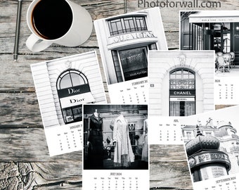 2024 Desk Calendar with Black and white Paris photographs, Wall Calendar Paris bedroom decor photoforwall