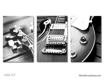 Music Wall Art Print, Gift for Music Lover Guitar music wall art in black and white photography, Music theme office decor, Fathers gift