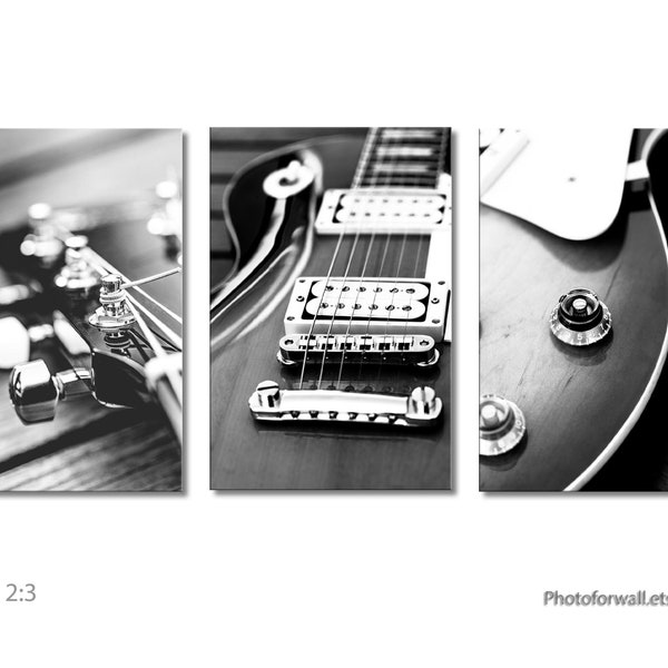 Music Wall Art Print, Gift for Music Lover Guitar music wall art in black and white photography, Music theme office decor, Fathers gift