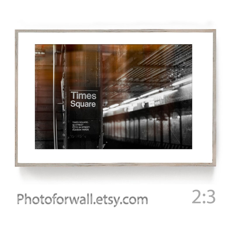 New York Times square Black and white print with color Large wall art for office decor or home office wall decor image 1