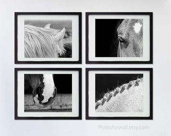Horse art in black and white photography, horse tack, horse photography for girl room decor, horse prints for bedroom decor