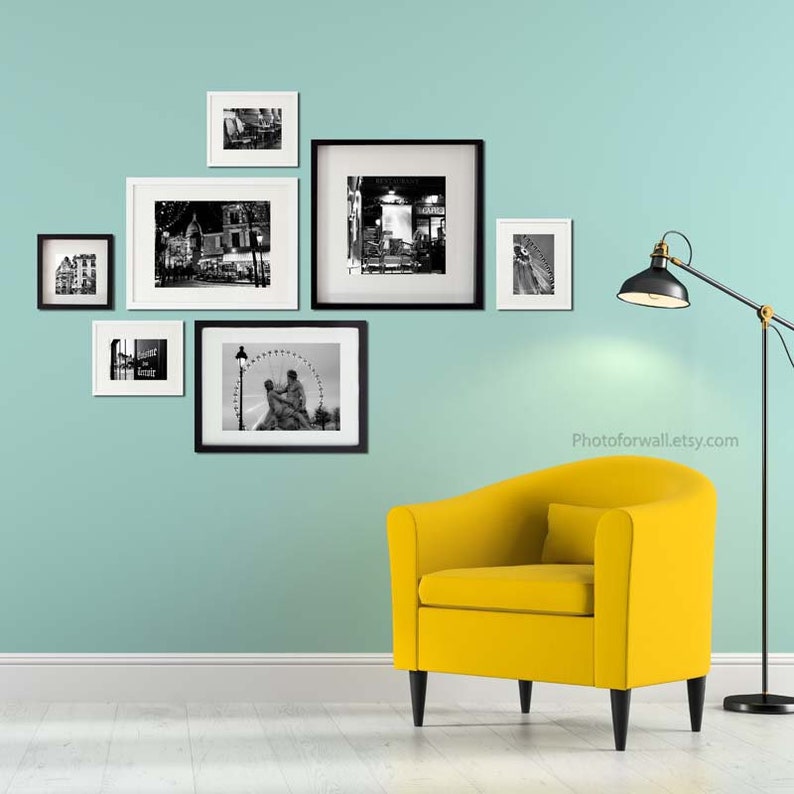 Set Of 7 Prints Black And White Paris Photography Paris Wall Art Office Decor Bedroom Decor Montmartre Large Wall Art Gift For Her