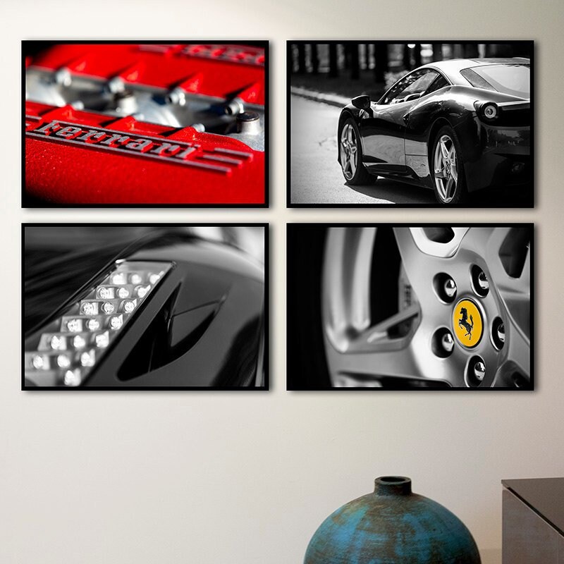 Ferrari print set with Ferrari 458 wall art decor set of 4 Etsy