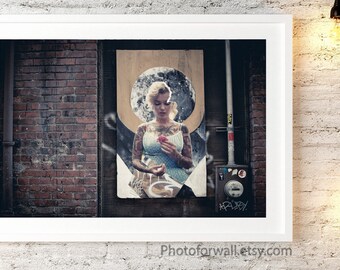 Tattooed Marilyn Monroe Print street art, Marilyn Poster, Marilyn Print, Marilyn Monroe Art, Marilyn Wall Art, street art by Albane L