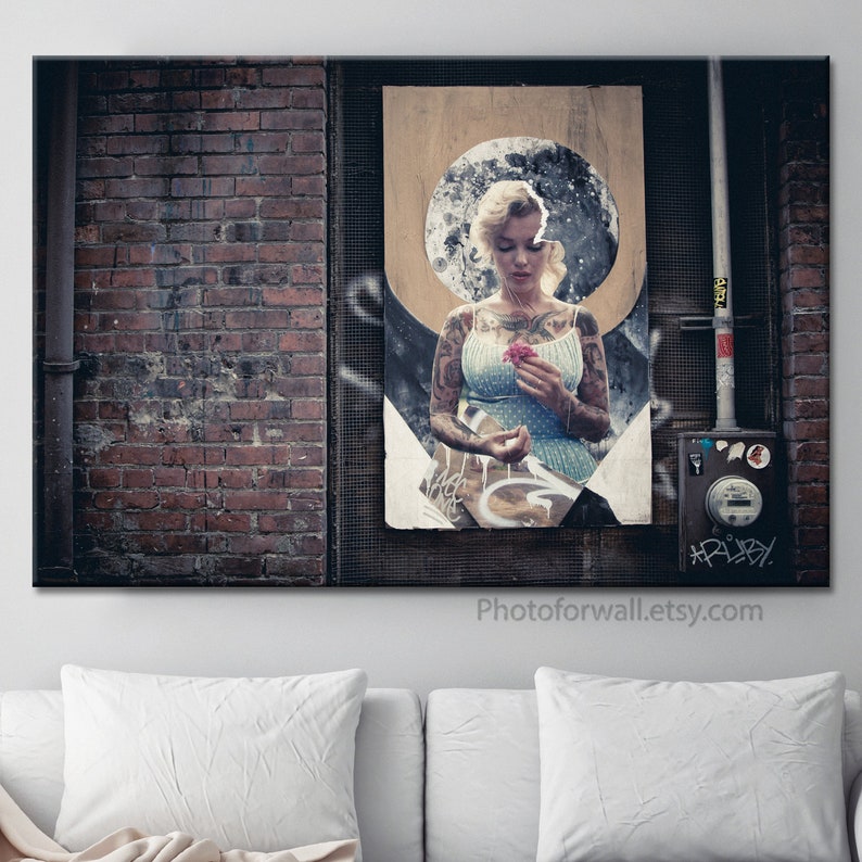 Marilyn Monroe Wall art in canvas art, for bedroom room decor, for birthday or housewarming gift as wall decor image 1