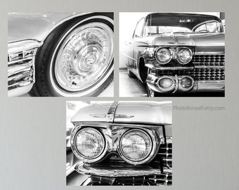 Cadillac Set of 3 prints UNFRAMED, Car Poster, Car wall art, Classic Car Black And White Prints  boys room decor, Garage Wall Decor