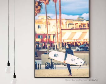 Venice Beach Surfer at sunset art photography  print, bedroom decor, office decor, California Art print, personalized home decor