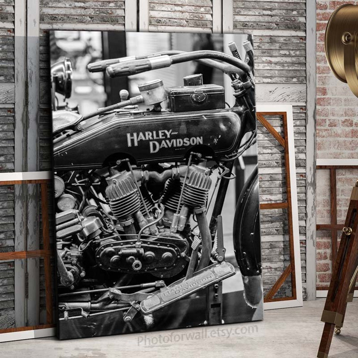 ON SALE canvas art Harley Davidson wall art for boyftriend Etsy