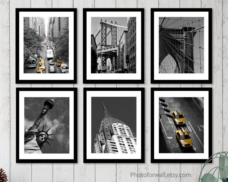Black and White Wall Decor New York Decor Gallery Wall Set of Etsy