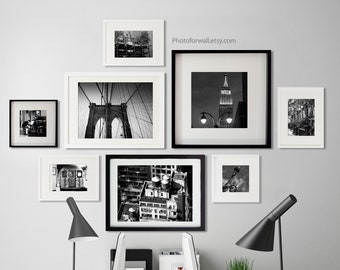 New York photography Luxury New York wall decor, Office decor Set of 8 prints black and white photography, New york prints, large wall art