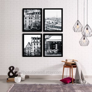 Set of 4 Paris photographs unframed in black and white prints, Bedroom Decor Bathroom Wall Decor image 4