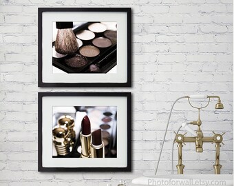 Bathroom wall decor with Makeup art set of 2 prints, boho makeup wall art, gallery wall decoration personalized home decor mothers day gift