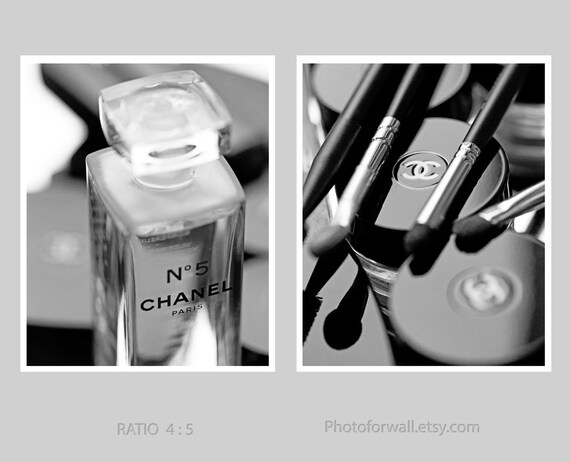 Chanel Decor Bathroom Wall Decor Set Of 2 Black And White Etsy
