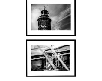 Nautical wall decor with a set of 2 prints boat wall art in black and white photography, nautical decor, office wall decor