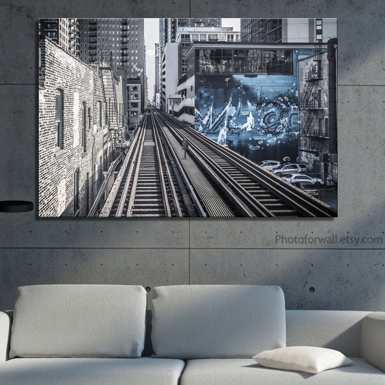 Street Art in Chicago With Graffiti Canvas Art Boyfriend Gift Etsy