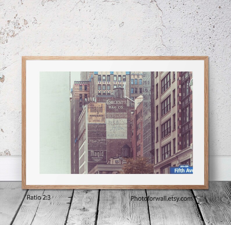 New York photography on fifth avenue, Old Building Urban wall decor print unframed, home office decor image 3