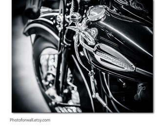 ON SALE Harley Davidson black and white print, Harley wall art, home office wall decor with motorcycle print large wall art, Boyfriend Gift