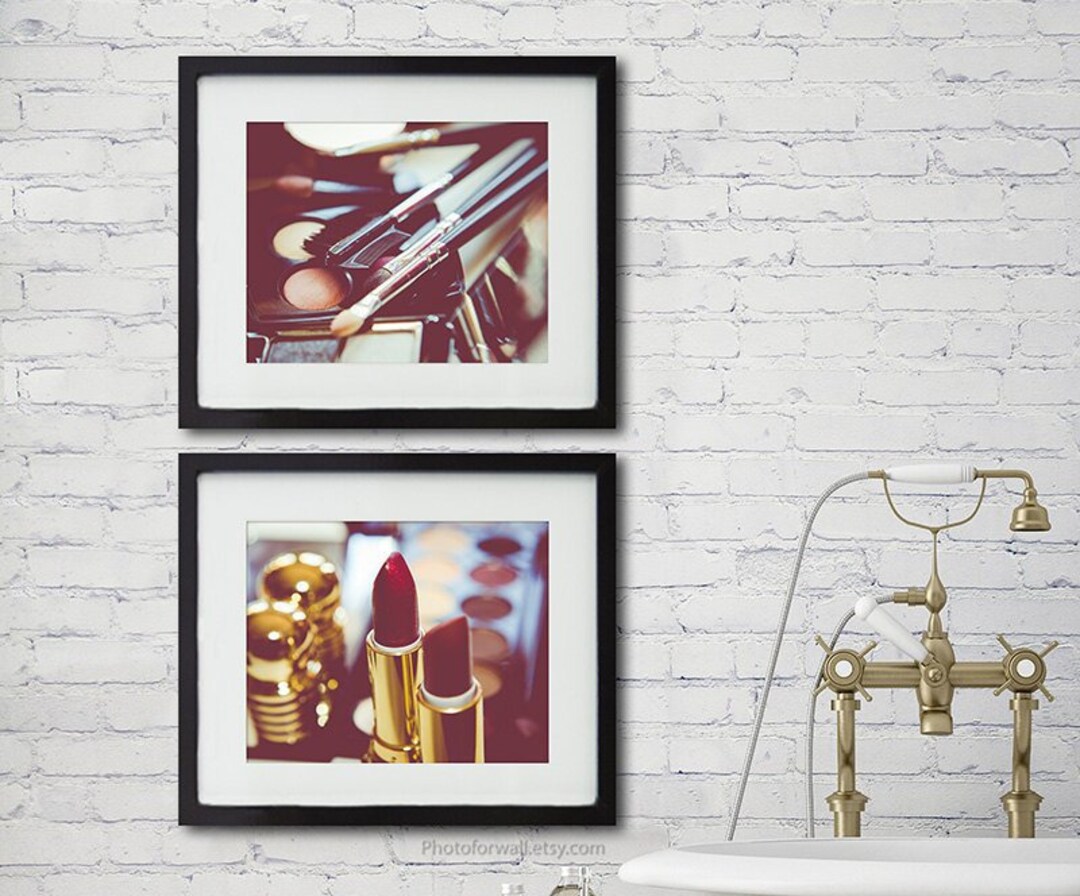Bathroom Wall Decor Set of 2 Makeup Prints, Boho Makeup Wall Decor ...
