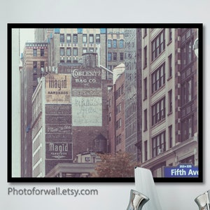 New York photography on fifth avenue, Old Building Urban wall decor print unframed, home office decor image 1