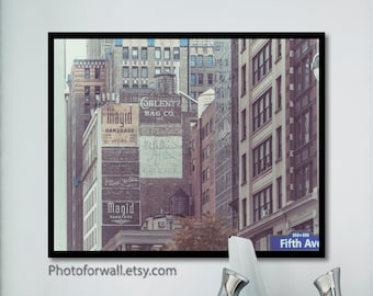 New York photography on fifth avenue, Old Building Urban wall decor print unframed, home office decor