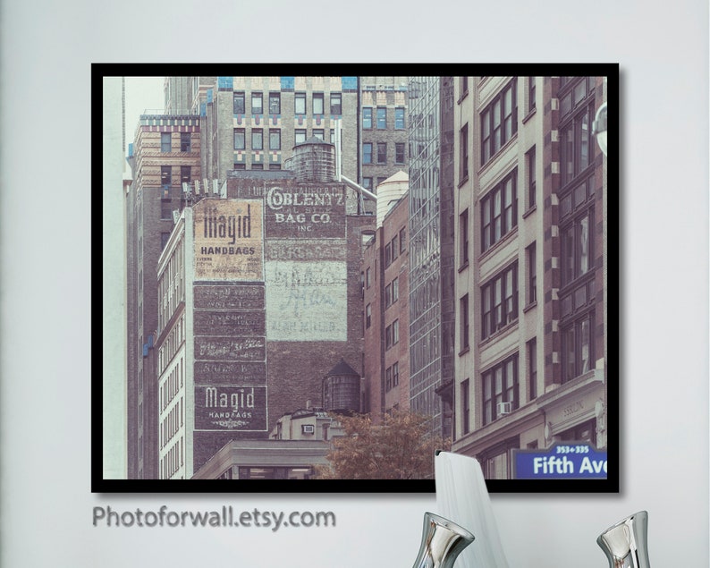 New York photography on fifth avenue, Old Building Urban wall decor print unframed, home office decor image 1