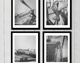 Personalized Pilot Gift Office Wall Decor Vintage Aviation, Black and white Prints, Gift for Men,Gift for Him, Boyfriend Gift