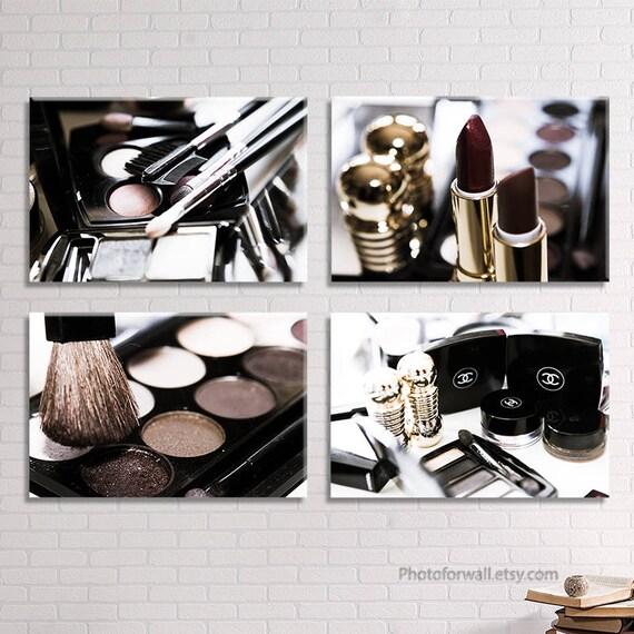 Chanel Makeup Bathroom Wall Decor Set Of 4 Prints Makeup Decor Etsy