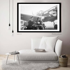 Women Aviators photography, personalized Pilot Gift for woman, Airplane decor, aviation gifts plane black and white print, Aircraft image 3