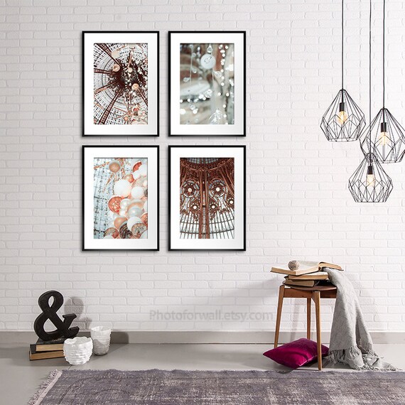 Bathroom Wall Decor Idea With Set Of 4 Prints Boho Copper Etsy