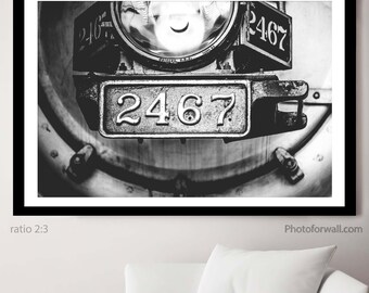 Office decor with Train black and white photography, Train poster wall art unframed, locomotive engine print, black and white print