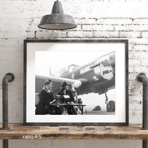 Women Aviators photography, personalized Pilot Gift for woman, Airplane decor, aviation gifts plane black and white print, Aircraft image 1