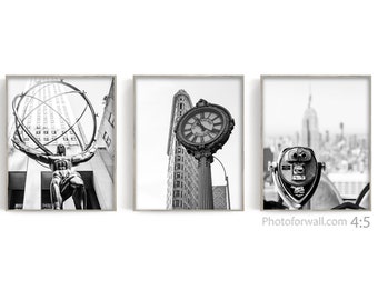 Black and white prints Wall Art Decor set of 3 prints New York Photographs, Empire state Flatiron stocking stuffers gift for her