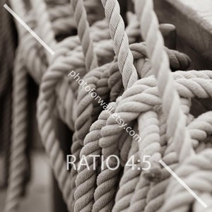 Nautical Coastal wall decor with a set of 3 prints sailboat rope boat wall art in sepia photography, sailor decor, office wall decor image 4