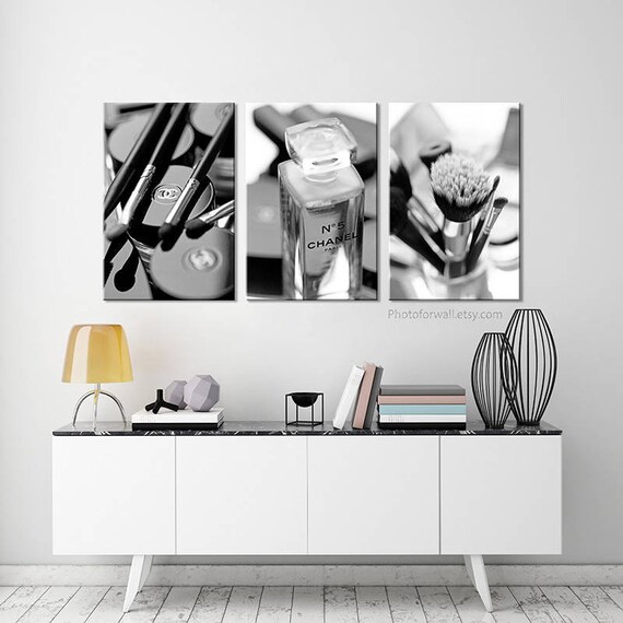Chanel Bathroom Decor Chanel Decor Canvas Art Black And White Etsy