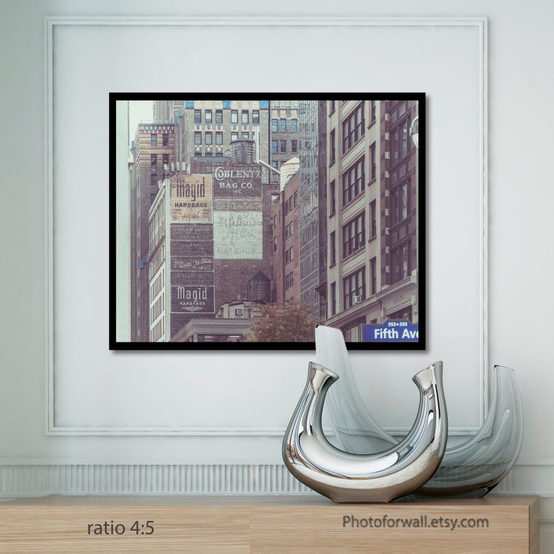 New York photography on fifth avenue, Old Building Urban wall decor print unframed, home office decor image 2