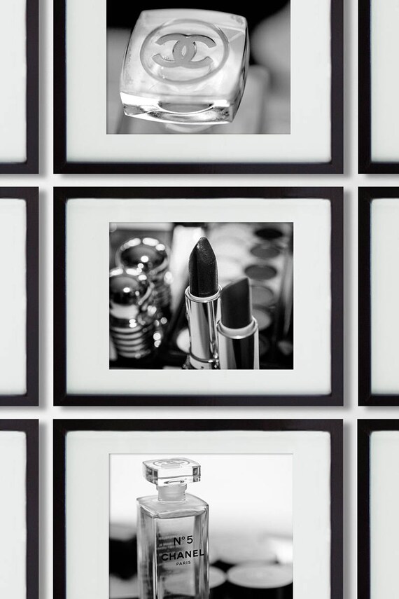 Chanel Decor Lipstick Black And White Photography Bathroom Etsy