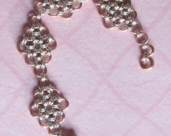 Chainmaille bracelet, Japenese 12 and 2 flower bracelet