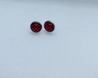 Buffalo Plaid Stud Earrings