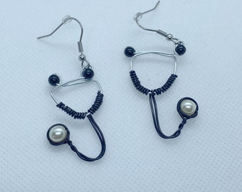 Stethoscope wire wrapped surgical steel earrings